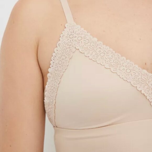 Aerie Sunnie Blossom Lace Padded Triangle Bralette in Sandalwood Size XXL New - Picture 5 of 10